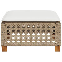 Produktbild för Trädgårdspall med dyna beige 63,5x56x32 cm konstrotting