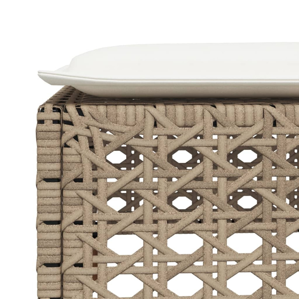Produktbild för Trädgårdspall med dyna beige 63,5x56x32 cm konstrotting