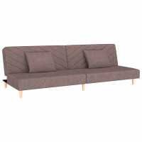 Produktbild för Bäddsoffa 2-sits med två kuddar taupe tyg