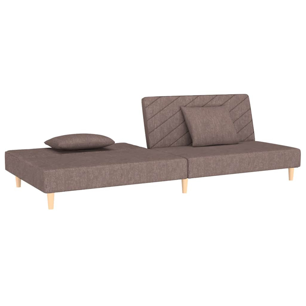 Produktbild för Bäddsoffa 2-sits med två kuddar taupe tyg