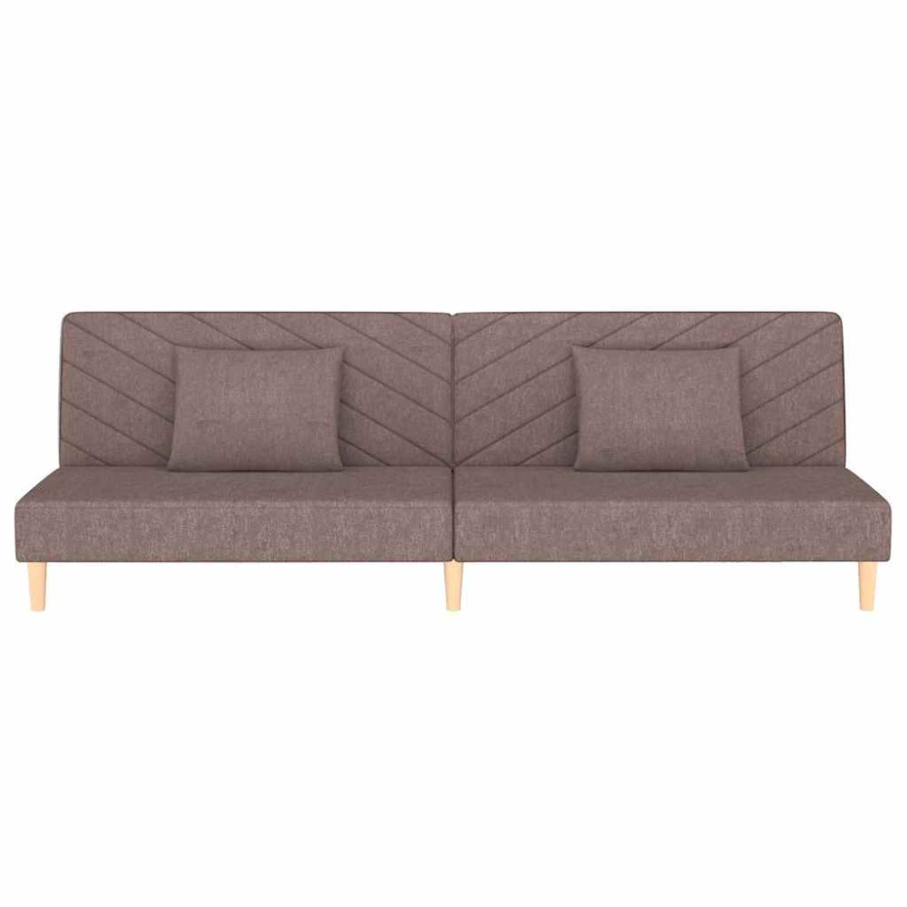 Produktbild för Bäddsoffa 2-sits med två kuddar taupe tyg