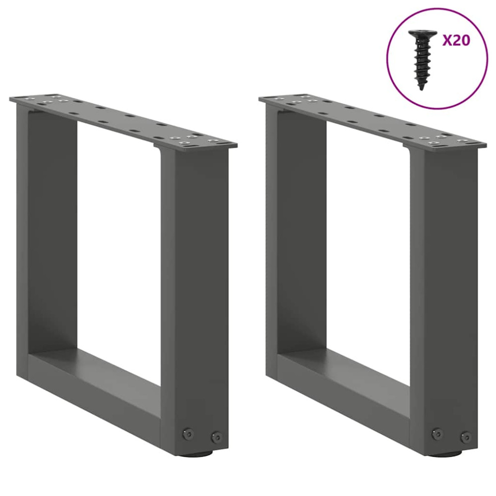 Produktbild för Soffbordsben U-formade 2 st antracit 40x(30-31) cm stål