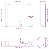 Produktbild för Soffbordsben U-formade 2 st antracit 40x(30-31) cm stål