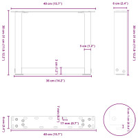 Produktbild för Soffbordsben U-formade 2 st naturstål 40x(30-31) cm stål
