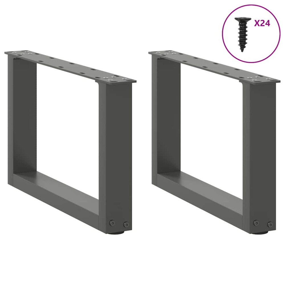 Produktbild för Soffbordsben U-formade 2 st antracit 50x(30-31) cm stål