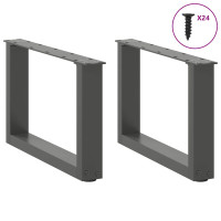 Produktbild för Soffbordsben U-formade 2 st antracit 50x(30-31) cm stål
