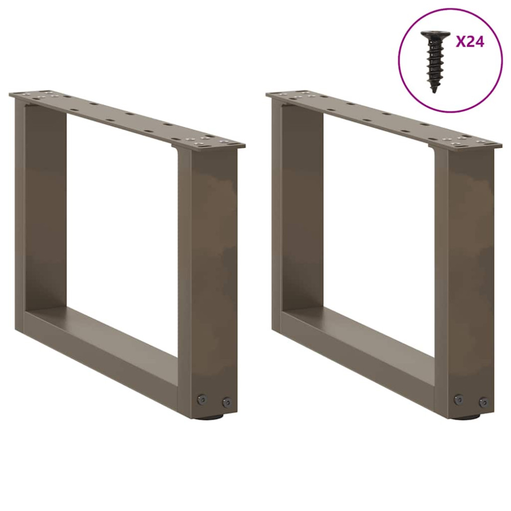 Produktbild för Soffbordsben U-formade 2 st naturstål 50x(30-31) cm stål