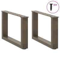 Produktbild för Soffbordsben U-formade 2 st naturstål 50x(30-31) cm stål