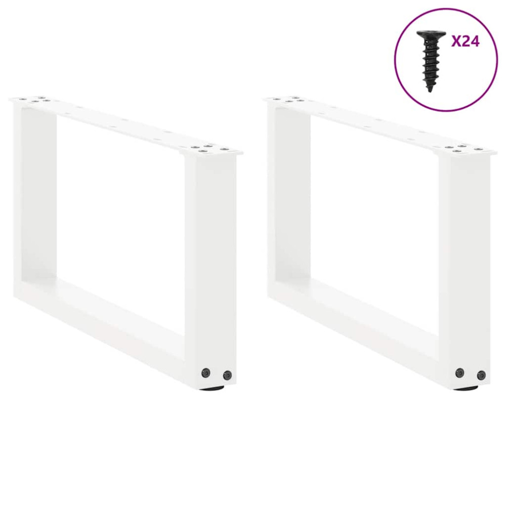 Produktbild för Soffbordsben U-formade 2 st vita 60x(30-31) cm stål