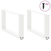 Produktbild för Soffbordsben U-formade 2 st vita 60x(30-31) cm stål