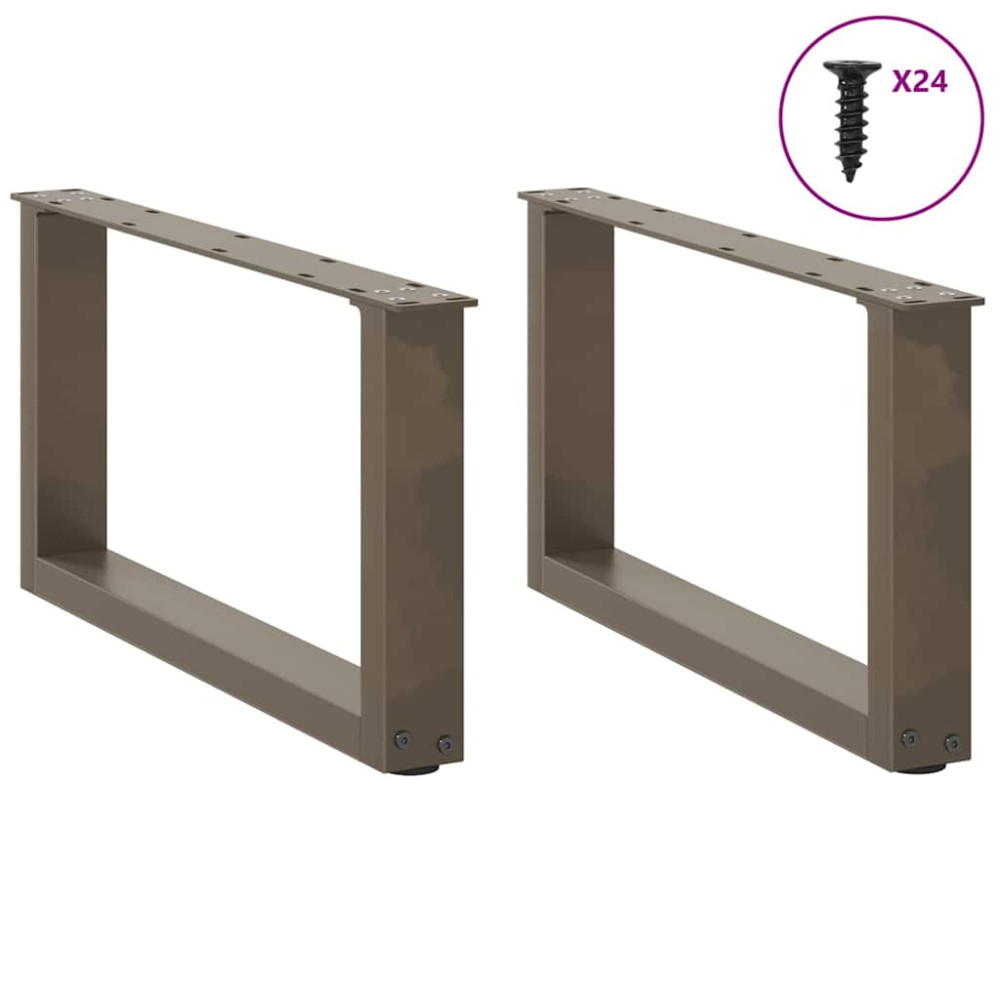 Produktbild för Soffbordsben U-formade 2 st naturstål 60x(30-31) cm stål
