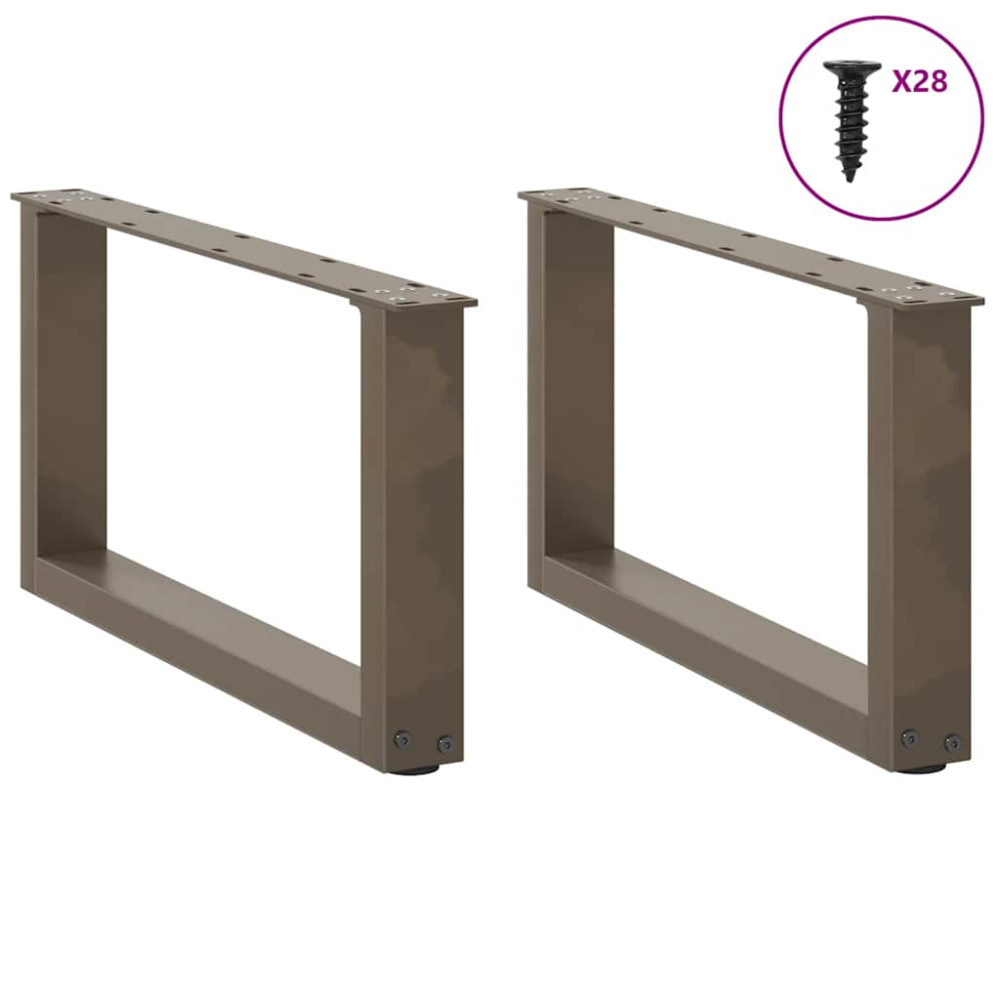 Produktbild för Soffbordsben U-formade 2 st naturstål 70x(30-31) cm stål