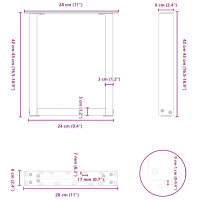 Produktbild för Soffbordsben U-formade 2 st naturstål 28x(42-43) cm stål