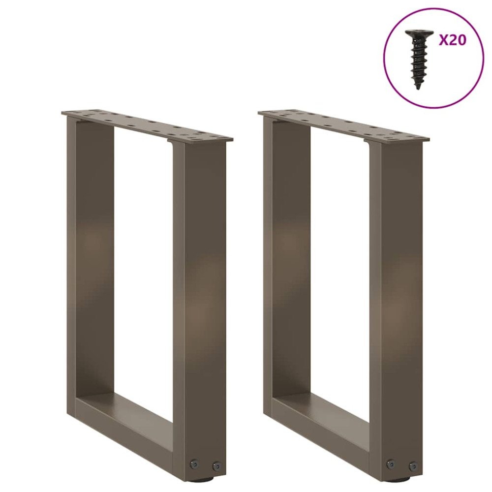 Produktbild för Soffbordsben U-formade 2 st naturstål 38x(42-43) cm stål