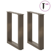 Produktbild för Soffbordsben U-formade 2 st naturstål 38x(42-43) cm stål