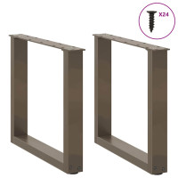 Produktbild för Soffbordsben U-formade 2 st naturstål 50x(42-43) cm stål