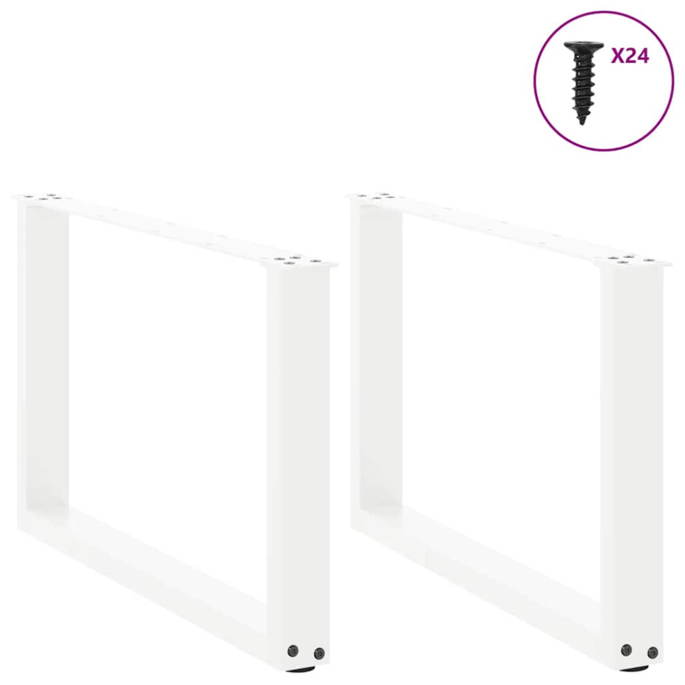 Produktbild för Soffbordsben U-formade 2 st vita 60x(42-43) cm stål