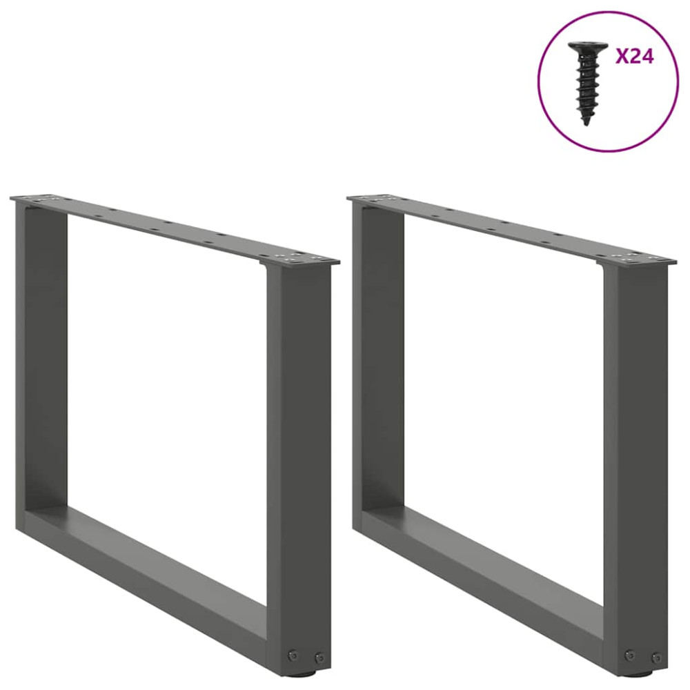 Produktbild för Soffbordsben U-formade 2 st antracit 60x(42-43) cm stål