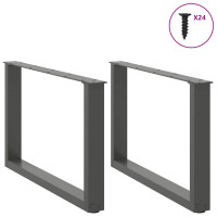 Produktbild för Soffbordsben U-formade 2 st antracit 60x(42-43) cm stål