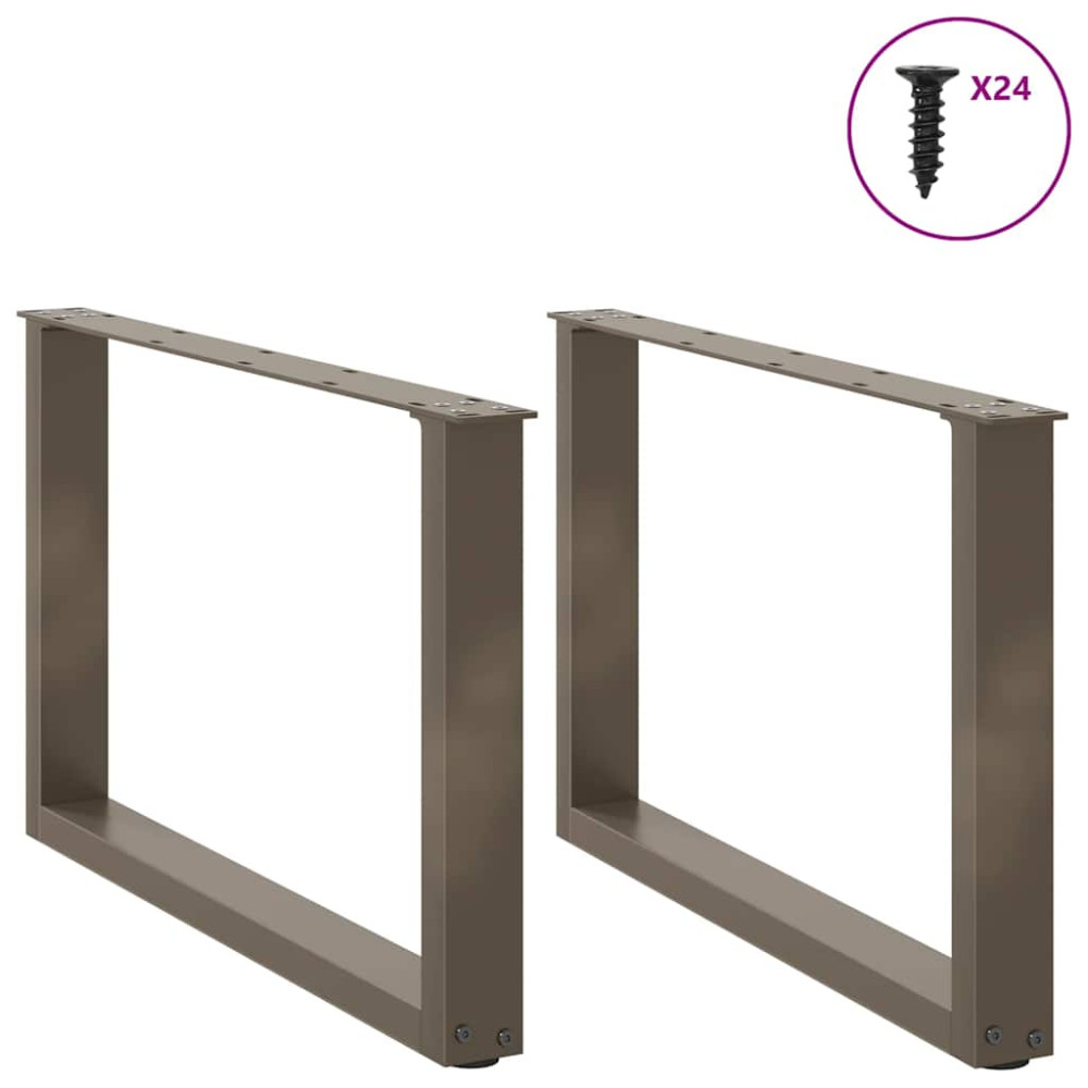 Produktbild för Soffbordsben U-formade 2 st naturstål 60x(42-43) cm stål