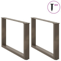 Produktbild för Soffbordsben U-formade 2 st naturstål 60x(42-43) cm stål