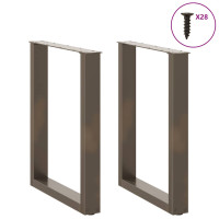 Produktbild för Matbordsben U-formade 2 st naturstål 70x(72-73) cm stål