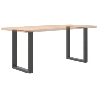 Produktbild för Matbordsben U-formade 2 st naturstål 70x(72-73) cm stål