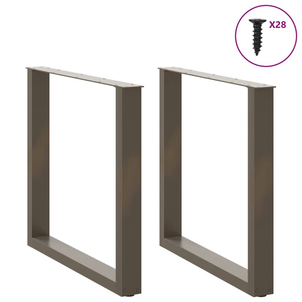 Produktbild för Matbordsben U-formade 2 st naturstål 80x(72-73) cm stål