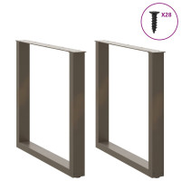 Produktbild för Matbordsben U-formade 2 st naturstål 80x(72-73) cm stål
