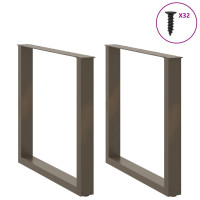 Produktbild för Matbordsben U-formade 2 st naturstål 90x(72-73) cm stål