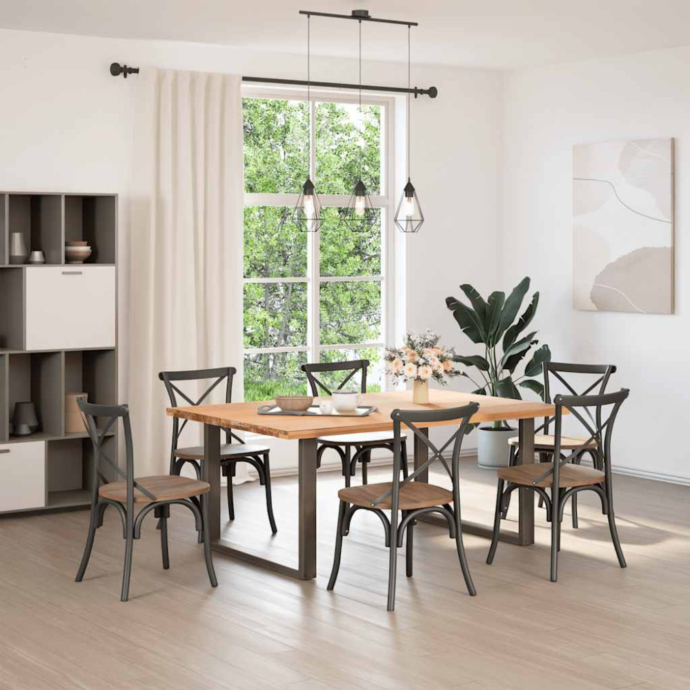 Produktbild för Matbordsben U-formade 2 st naturstål 100x(72-73) cm stål