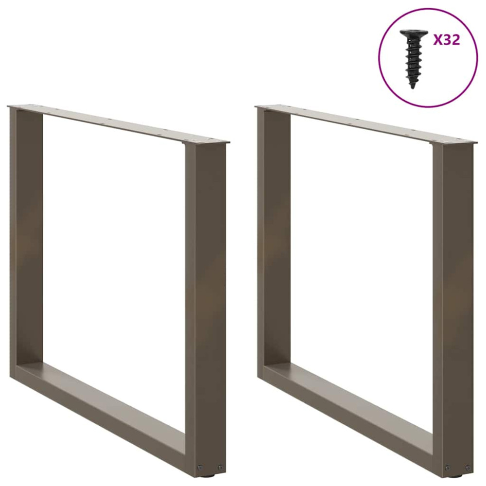 Produktbild för Matbordsben U-formade 2 st naturstål 100x(72-73) cm stål