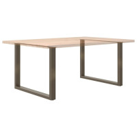 Produktbild för Matbordsben U-formade 2 st naturstål 100x(72-73) cm stål
