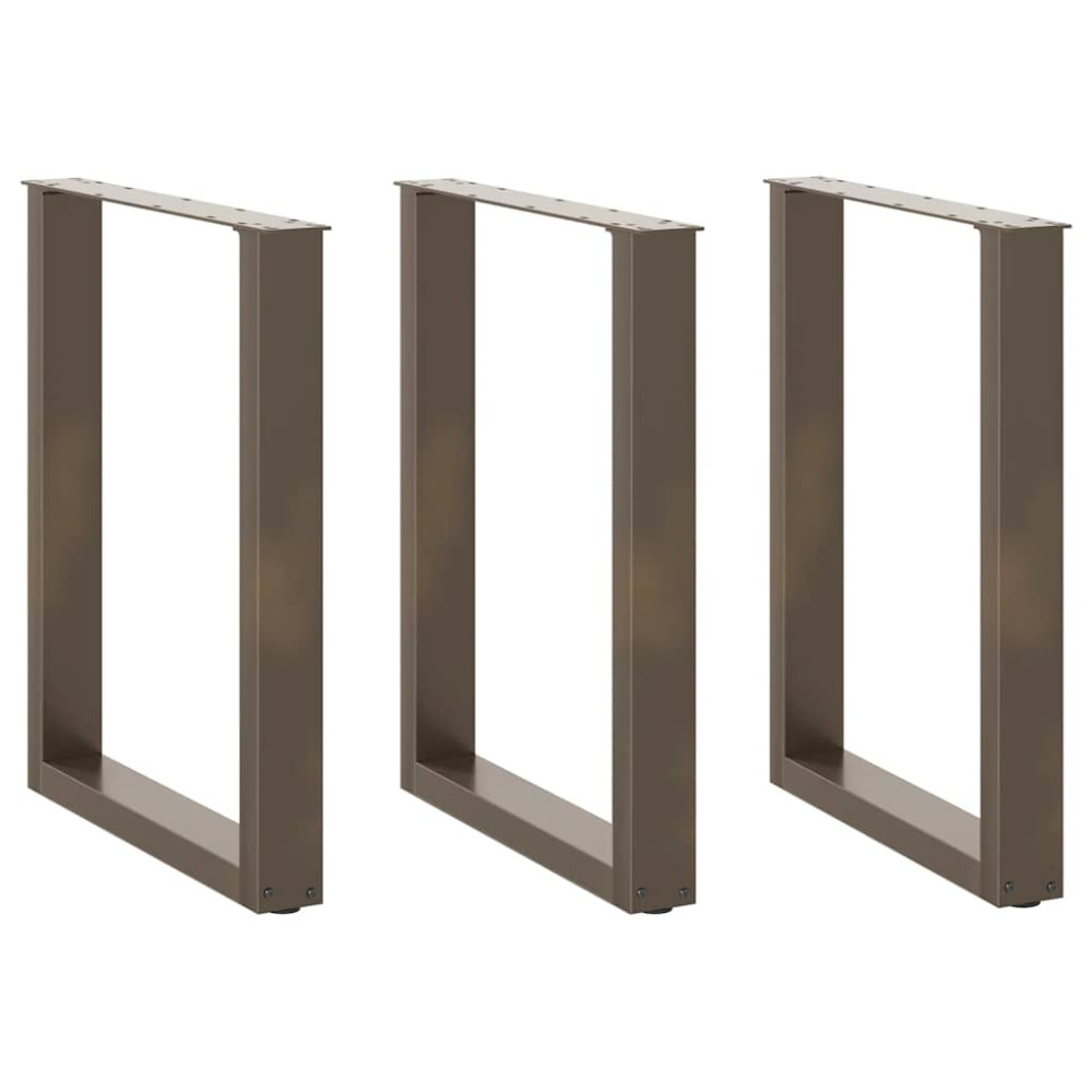 Produktbild för Matbordsben U-formade 3 st naturstål 70x(72-73) cm stål
