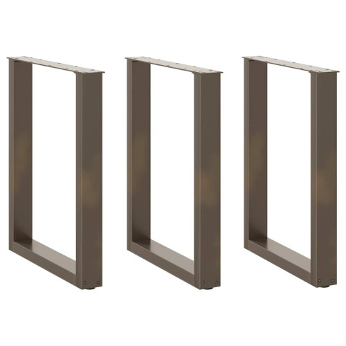 vidaXL Matbordsben U-formade 3 st naturstål 70x(72-73) cm stål