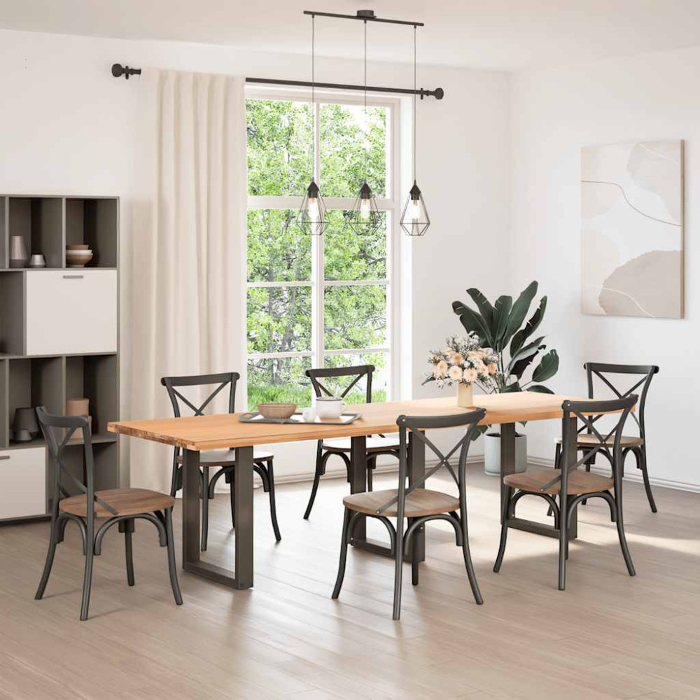Produktbild för Matbordsben U-formade 3 st naturstål 70x(72-73) cm stål
