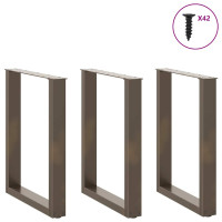 Produktbild för Matbordsben U-formade 3 st naturstål 70x(72-73) cm stål