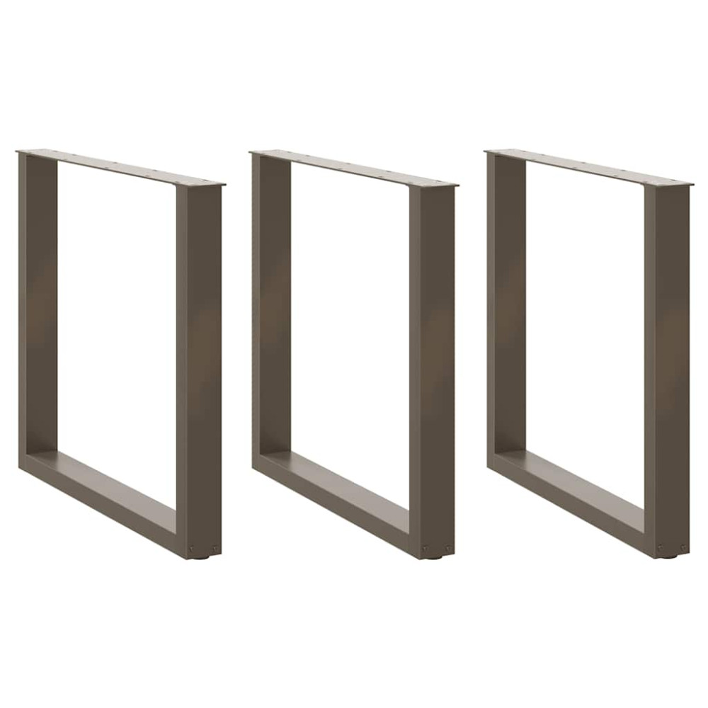 Produktbild för Matbordsben U-formade 3 st naturstål 80x(72-73) cm stål
