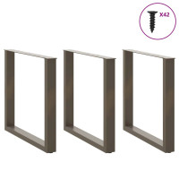 Produktbild för Matbordsben U-formade 3 st naturstål 80x(72-73) cm stål