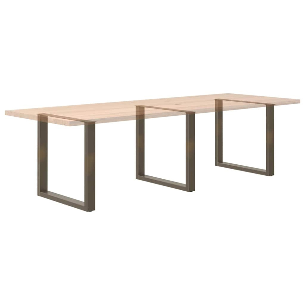 Produktbild för Matbordsben U-formade 3 st naturstål 80x(72-73) cm stål