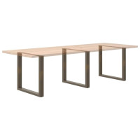 Produktbild för Matbordsben U-formade 3 st naturstål 80x(72-73) cm stål