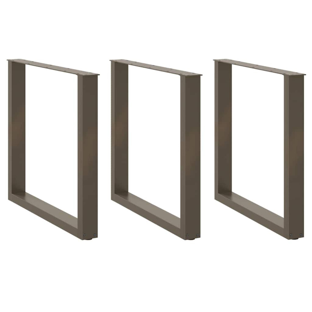 Produktbild för Matbordsben U-formade 3 st naturstål 90x(72-73) cm stål