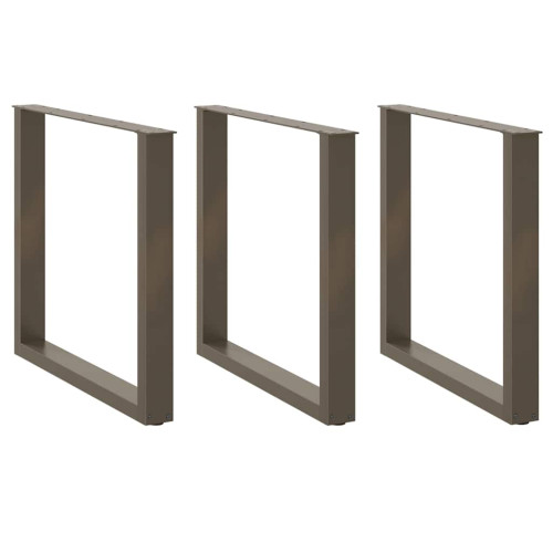 vidaXL Matbordsben U-formade 3 st naturstål 90x(72-73) cm stål