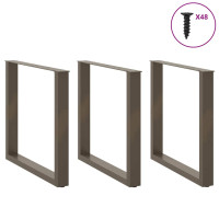 Produktbild för Matbordsben U-formade 3 st naturstål 90x(72-73) cm stål