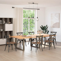 Produktbild för Matbordsben U-formade 3 st naturstål 100x(72-73) cm stål