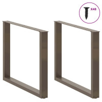 Produktbild för Matbordsben U-formade 3 st naturstål 100x(72-73) cm stål