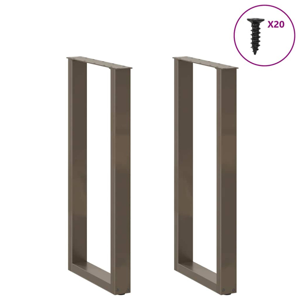 Produktbild för Barbordsben U-formade 2 st naturstål 40x(100-101) cm stål