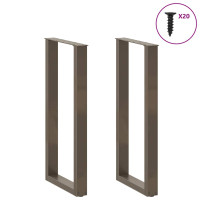 Produktbild för Barbordsben U-formade 2 st naturstål 40x(100-101) cm stål