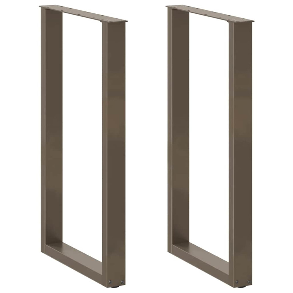 Produktbild för Barbordsben U-formade 2 st naturstål 60x(100-101) cm stål