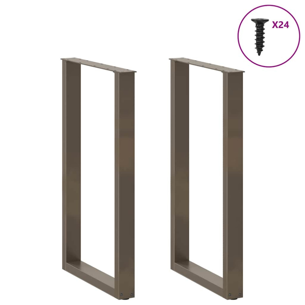 Produktbild för Barbordsben U-formade 2 st naturstål 60x(100-101) cm stål